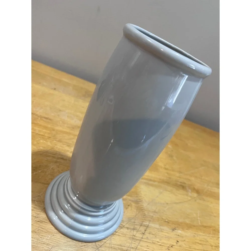 Fiesta Homer Laughlin Pearl Gray Pedestal Millennium III Vase Art Deco‎ Vtg HLC